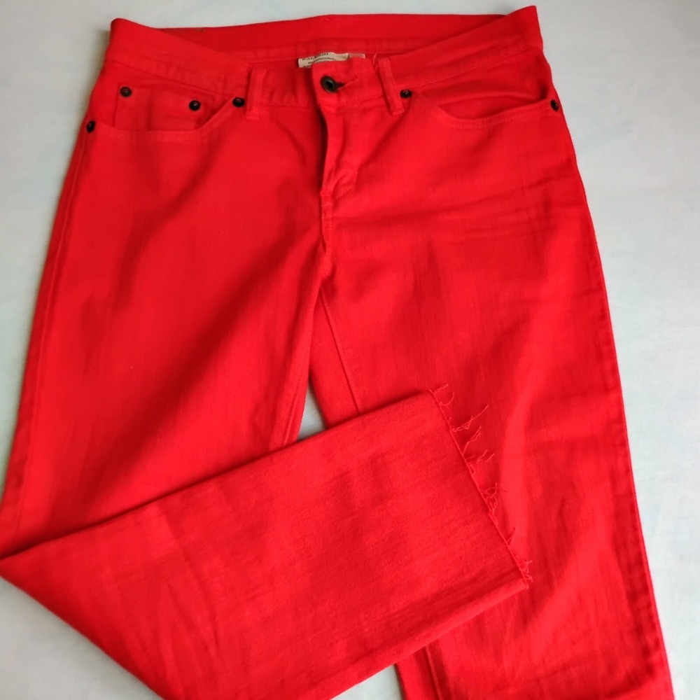 Raleigh Denim Jeans 26 Womens Cone White Oak Slim Cropped Raw‎ Hem USA 28" Waist